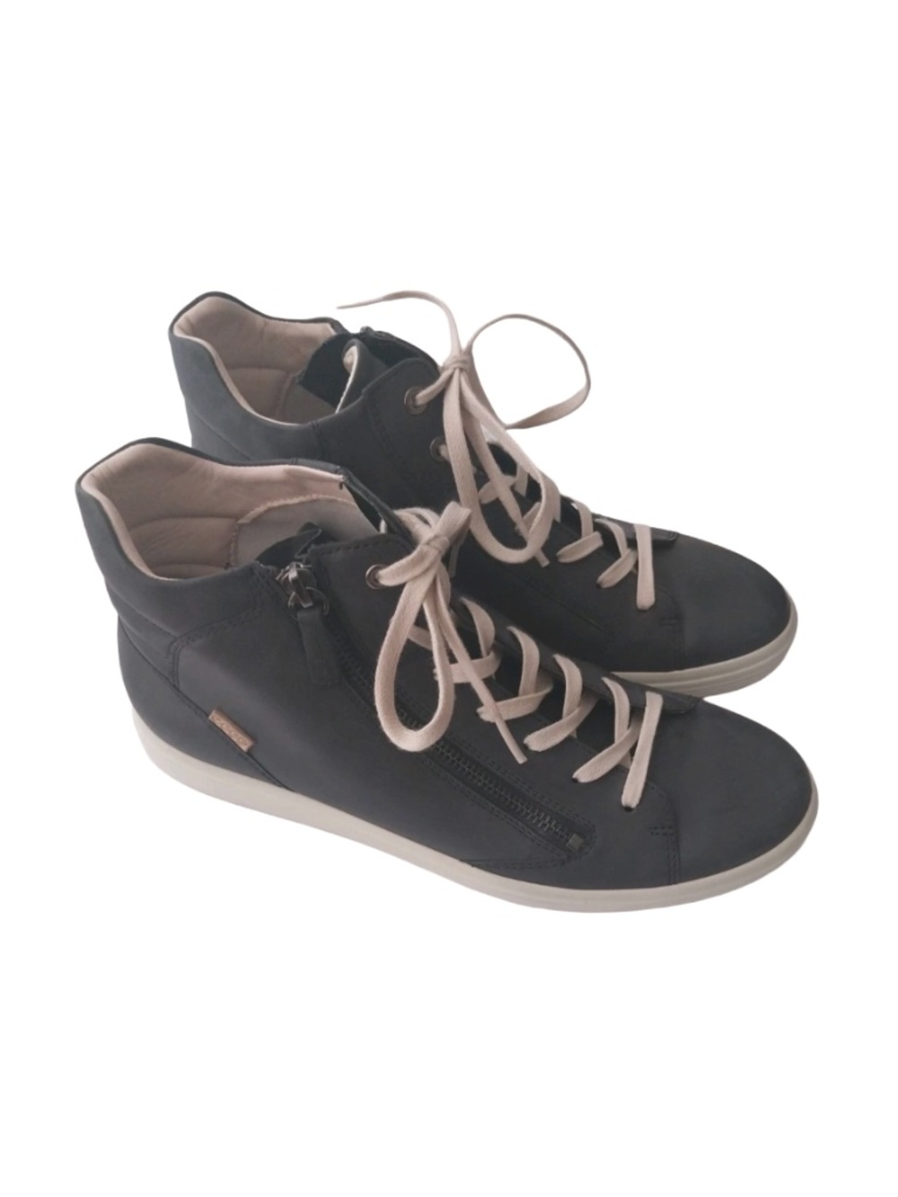 ECCO Soft 7 High Top Zip Leather Sneakers Blue/Denim EU 39 / US 8-8.5 EUC